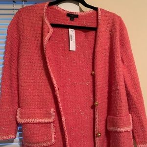 Pink tweed knit cardigan